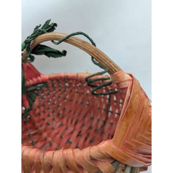 Basket Buttocks lightweight colorful woven w/ faux leaf vine Primitive Farmhouse - Picture 13 of 16